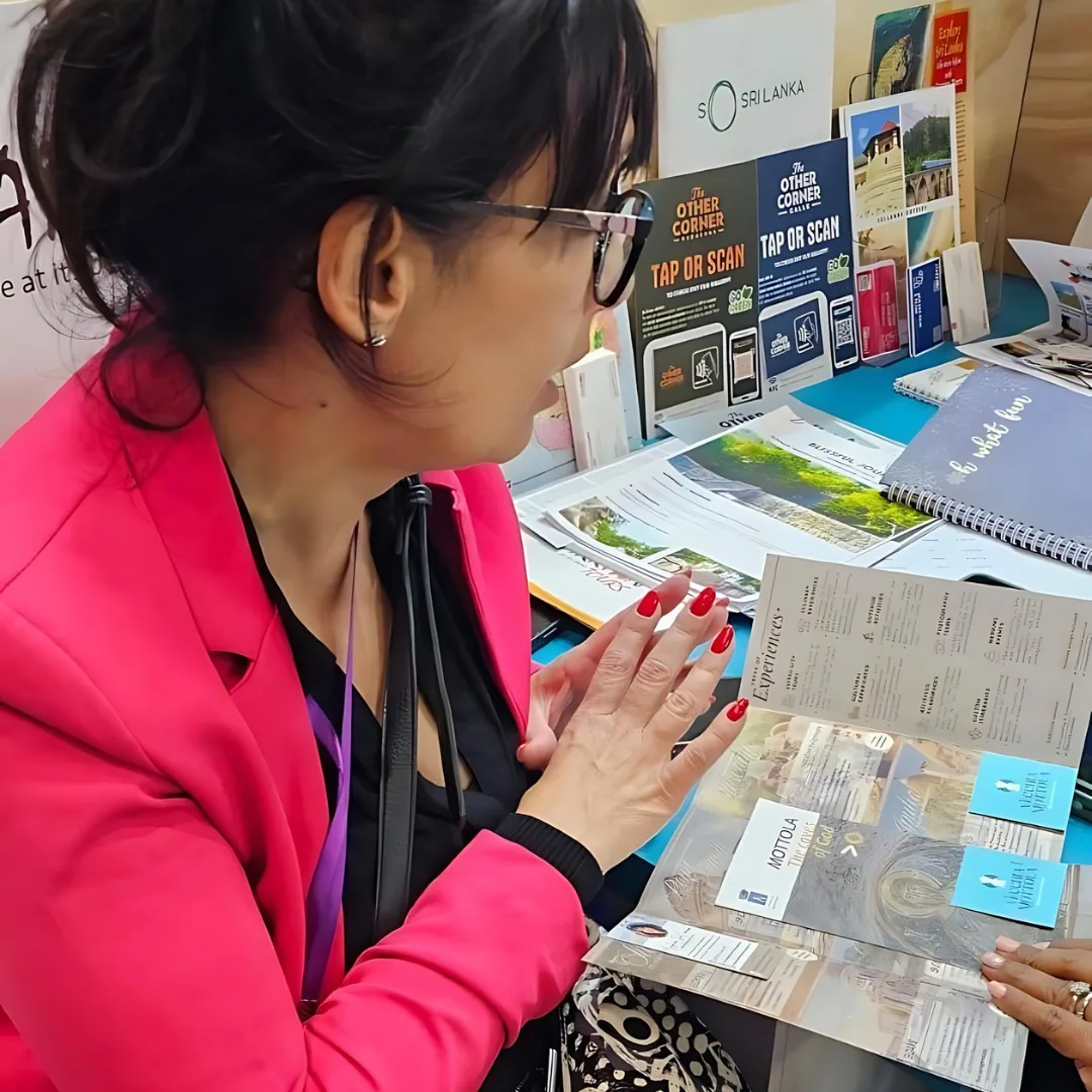 Margherita describing her tours to Tourism Agency at the Fiera BIT in Milan